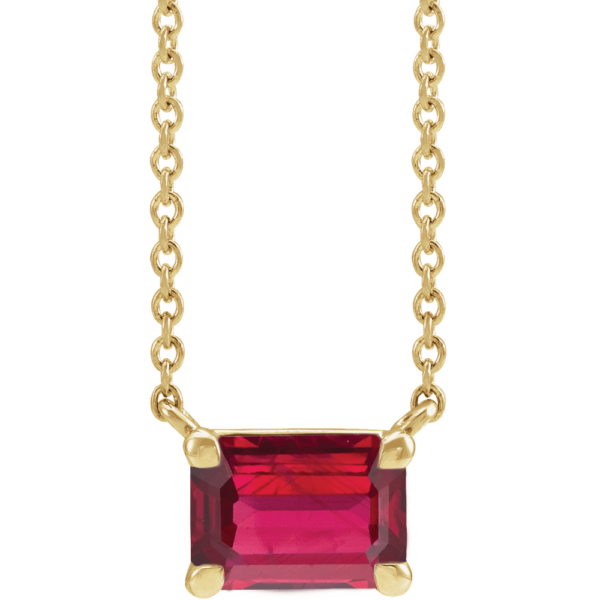 14K Yellow Gold Lab-Grown Ruby 18" Necklace