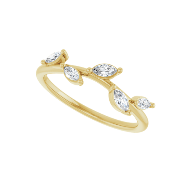14K Yellow Gold 1/4 CTW Lab Grown Diamond Leaf Ring