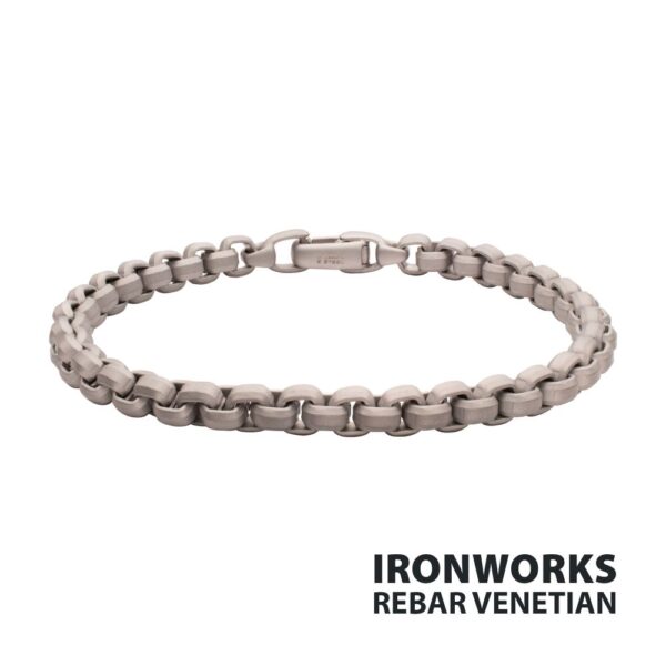 IronWorks: 6mm Matte Finish Stainless Steel Bold Box Chain Bracelet